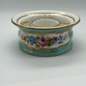 A Handpainted Sèvres Porcelain Floral Cylindrical Inkwell Made in France